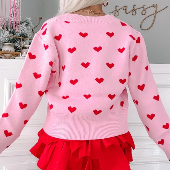 NWOT Urban Outfitters Heart Patterned Bow Sweater - Picture 2 of 4